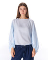 Oversized Boat-Neck Blouse -BABY BLUE