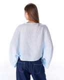 Oversized Boat-Neck Blouse -BABY BLUE