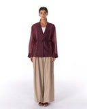 Sheer V-Neck SHIRT -MAROON