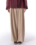LOW WAIST CLASSIC PLEATED PANTS -DARK BEIGE
