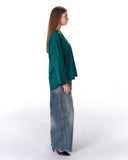 LINEN ESSENCE BLOUSE -DARK GREEN