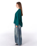 LINEN ESSENCE BLOUSE -DARK GREEN