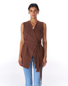 Sleeveless Wrap VEST -BROWN