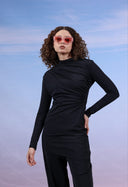 DRAPPED SWIMSUIT TOP-BLACK
