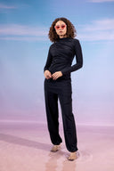 DRAPPED SWIMSUIT TOP-BLACK