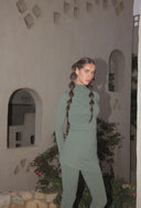 DRAPPED SWIMSUIT TOP-OLIVE