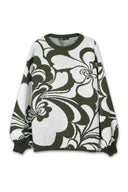 OVERSIZED PATTERN PULLOVER - OLIVE