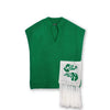FRINGED KNIT VEST -GREEN