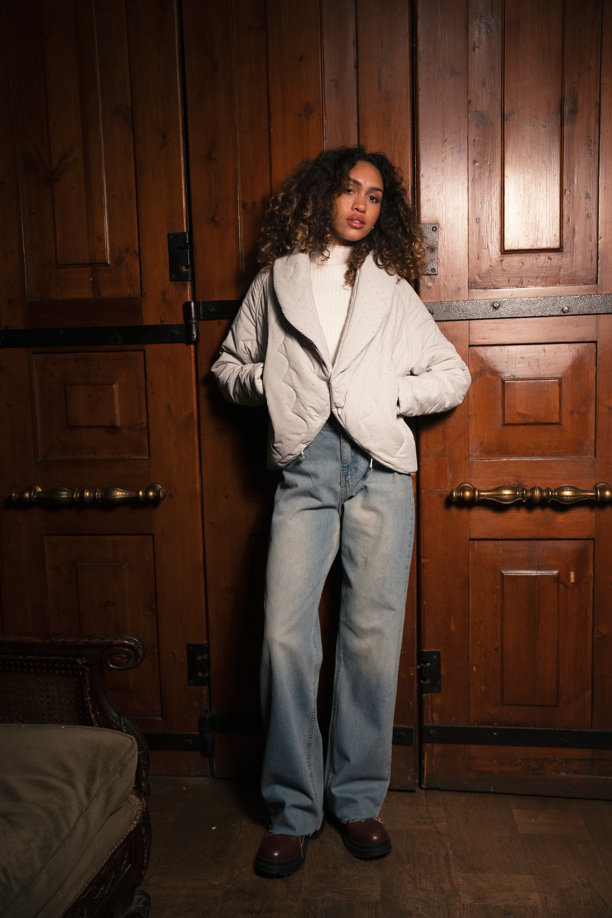 HIGH WAIST STRAIGHT PANT -WASHED BLUE
