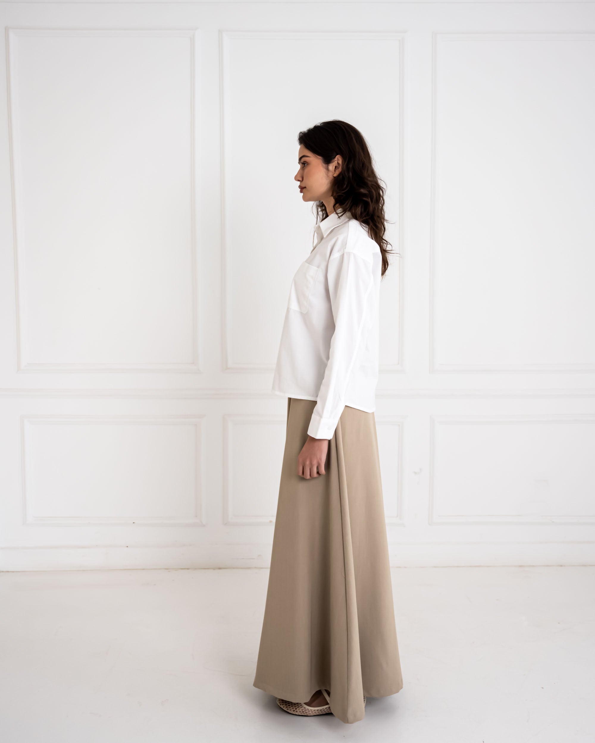 PLAIN WIDE LEG PANTS-CAFE