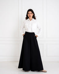 PLAIN WIDE LEG PANTS-BLACK