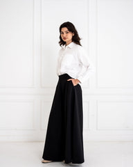 PLAIN WIDE LEG PANTS-BLACK