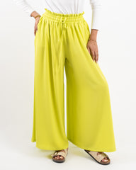 PLAIN WIDE LEG PANTS-LEMON
