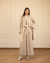 DARTED WIDE LEG PANTS- CAFE
