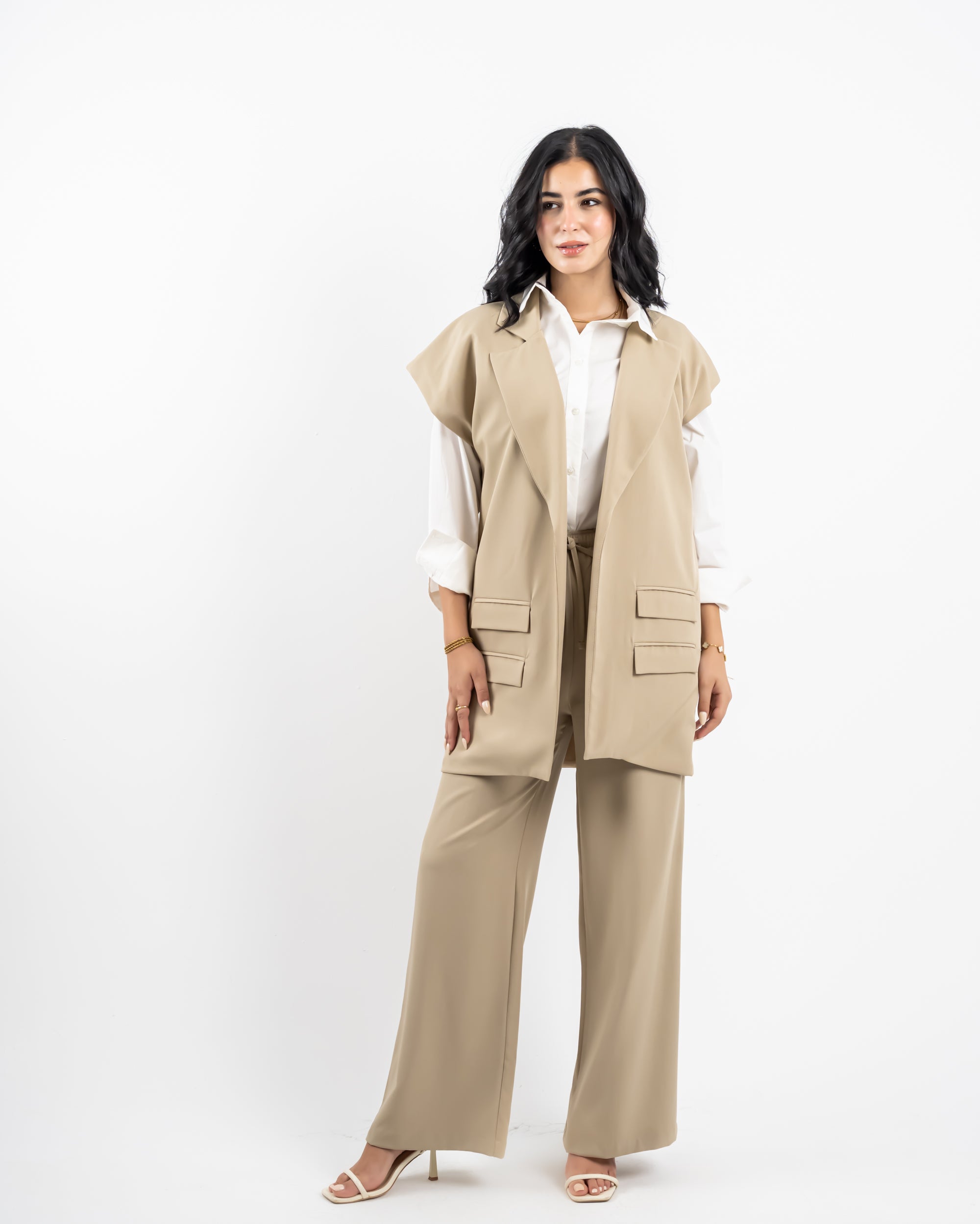 WIDE LEG PANTS -BEIGE