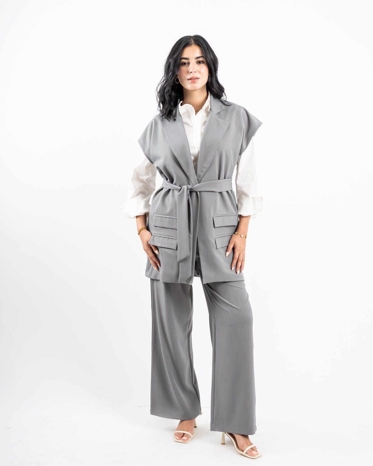 WIDE LEG PANT -GRAY