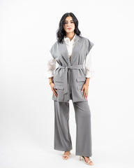 WIDE LEG PANT -GRAY