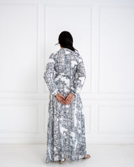 PATCHWORK CHIFFON DRESS -BLACK&WHITE