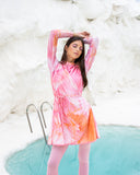 PINK PLUMES SWIMTOP  -PINK