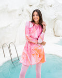 PINK PLUMES SWIMTOP  -PINK