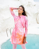 PINK PLUMES SWIMTOP  -PINK