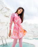 PINK PLUMES SWIMTOP  -PINK