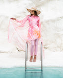 PINK PLUMES SWIMTOP  -PINK