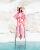 PINK PLUMES KIMONO SWIM