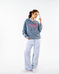 WIDE LEG FRINGE DENIM PANTS-ICED