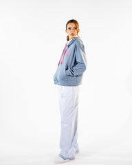 WIDE LEG FRINGE DENIM PANTS-ICED