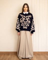 DARTED WIDE LEG PANTS- CAFE