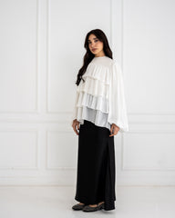 RUFFLE CHIFFON BLOUSE -WHITE