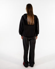 WIDE LEG PANTS WITH SIDE MARRON STRIPES -BLACK