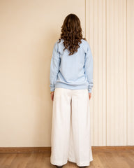 DARTED WIDE LEG PANTS- WHITE
