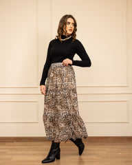 SNAKE SKIRT-BROWN