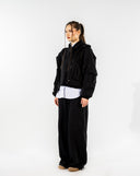 Cargo Sweatshirt with Hoodie-BLACK