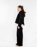 Cargo Sweatshirt with Hoodie-BLACK