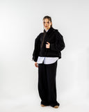 Cargo Sweatshirt with Hoodie-BLACK