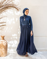 chiffon coverup skirt-BLUE BLACK