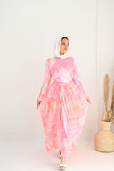 SWIM COVERUP CHIFFON SKIRT- PINK PLUMES