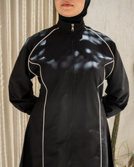 STRIPPED LONG SWIMTOP-BLACK ( TOP ONLY )