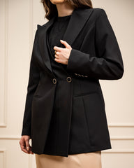 LONG ELEGANT BLAZER -BLACK