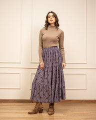RUFFLE SKIRT-BLUE BLACK