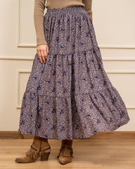 RUFFLE SKIRT-BLUE BLACK