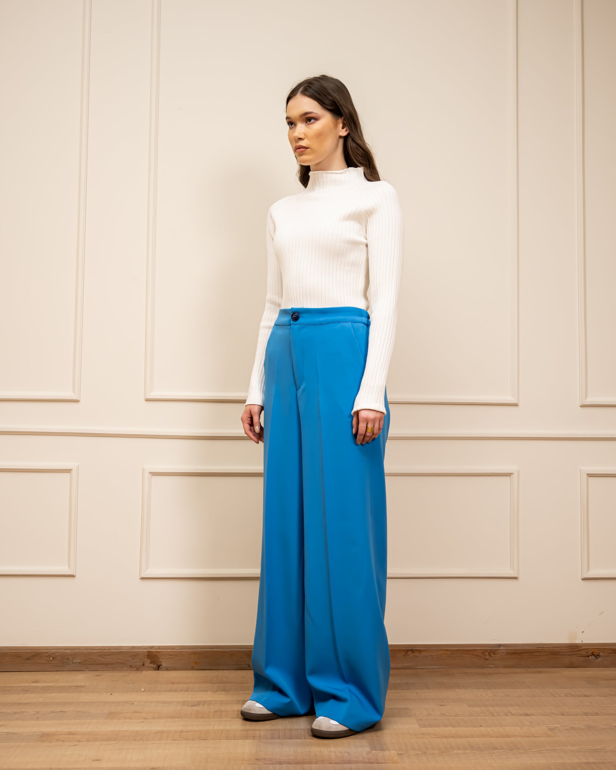 CLASSIC WIDE LEG PANTS -BLUE
