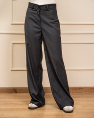 CLASSIC WIDE LEG PANTS-GRAY