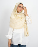 EMBROIDERED CHIFFON SCARF -BEIGE