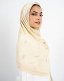 EMBROIDERED CHIFFON SCARF -BEIGE