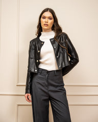 CLASSIC WIDE LEG PANTS-GRAY