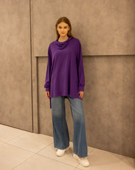 WITH HOODIE OVERSIZED SHIRT -PURPLE